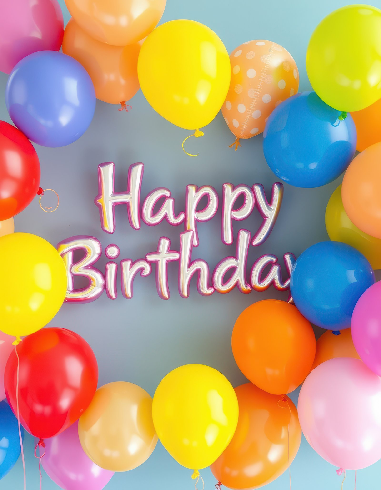 Colorful birthday balloons create a festive atmosphere for a joyful celebration with the message Happy Birthday displayed prominently